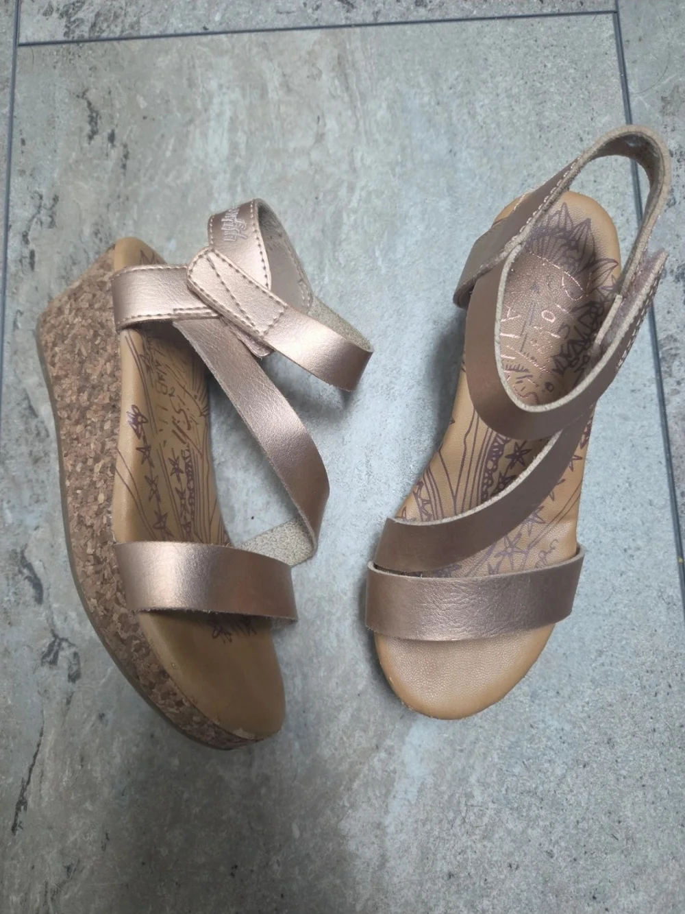 - Blowfish Girls Metallic Rose Gold Wedge Sandals